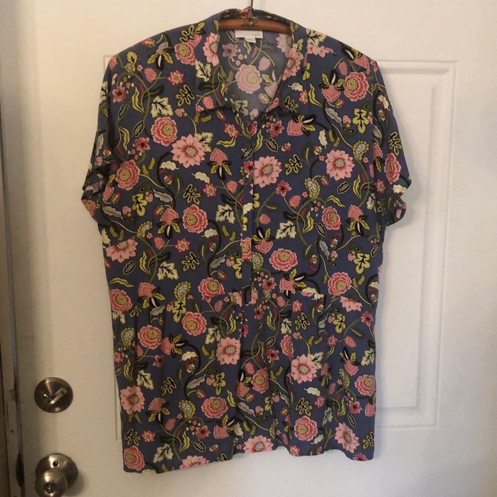 J. Jill Floral Peplum Button Down Top